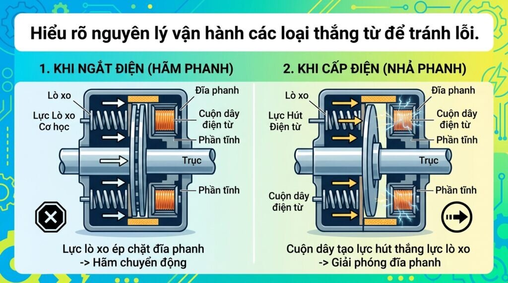 Hiểu rõ nguyên lý vận hành các loại thắng từ để tránh lỗi.