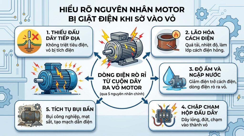 Hiểu rõ nguyên nhân motor bị giật điện khi sờ vào vỏ.