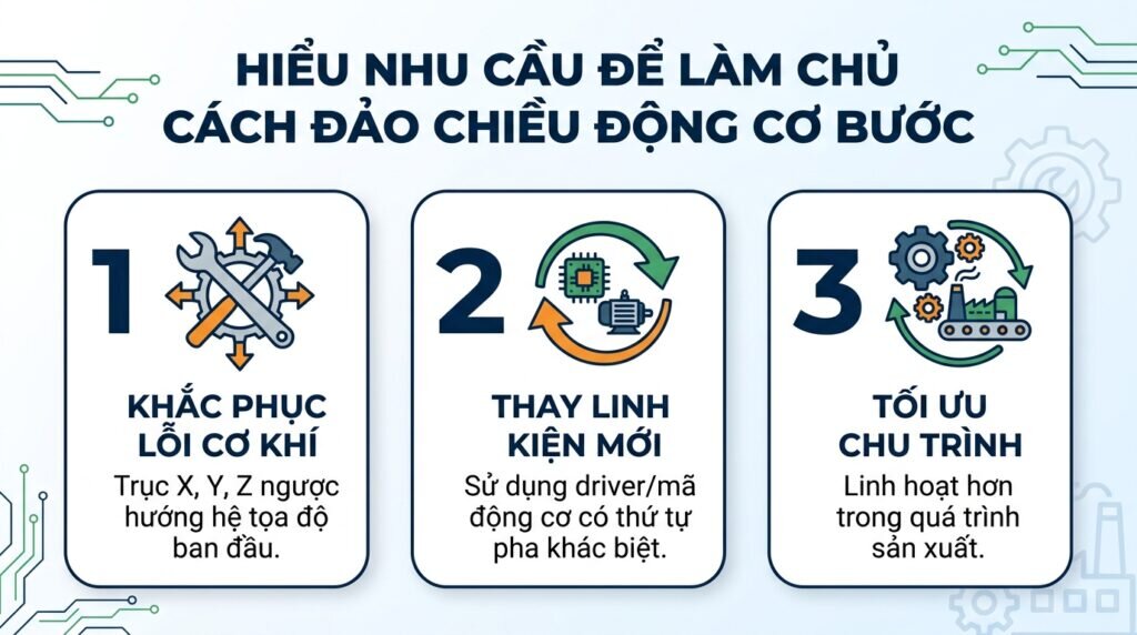 Hiểu rõ nhu cầu để làm chủ cách đảo chiều động cơ bước.