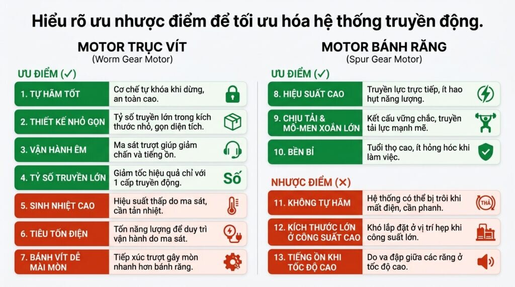 Hiểu rõ ưu nhược điểm để tối ưu hóa hệ thống truyền động.