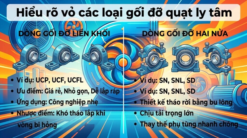 Hiểu rõ vỏ các loại gối đỡ quạt ly tâm