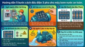 Hướng dẫn 5 bước cách đấu điện 3 pha cho máy bơm nước an toàn.