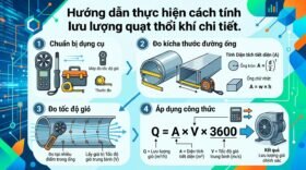 Hướng dẫn thực hiện cách tính lưu lượng quạt thổi khí chi tiết.