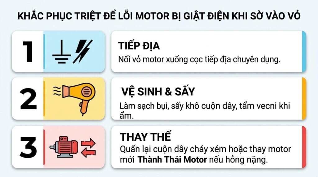 Khắc phục triệt để lỗi motor bị giật điện khi sờ vào vỏ.