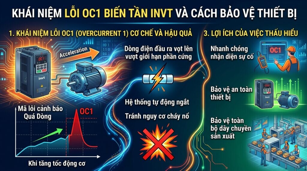 Khái niệm lỗi oc1 biến tần invt và cách bảo vệ thiết bị
