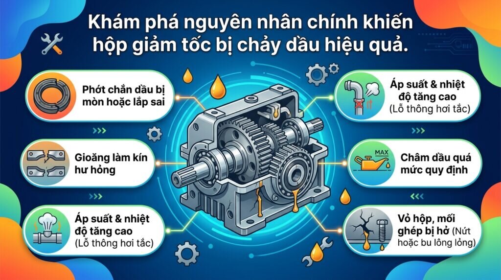 Khám phá nguyên nhân chính khiến hộp giảm tốc bị chảy dầu hiệu quả.