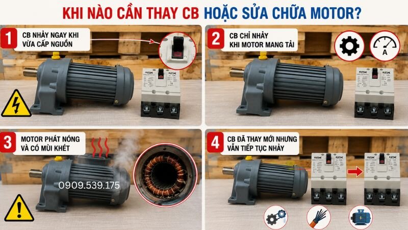 Các dấu hiệu cho thấy cần thay CB hoặc sửa chữa motor giảm tốc kịp thời