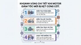 Khoanh vùng chi tiết khi motor giảm tốc mới bị kẹt cứng cốt.