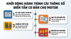 Khởi động hành trình cài thông số biến tần cơ bản cho motor.
