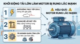 Khởi động tải lớn làm motor bị rung lắc mạnh.