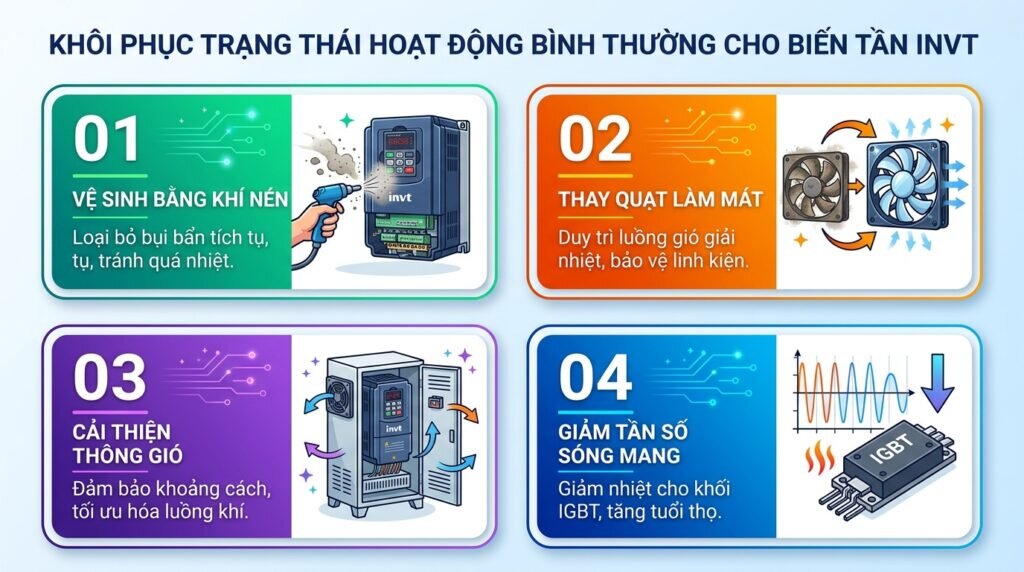 Khôi phục trạng thái hoạt động bình thường cho biến tần INVT.