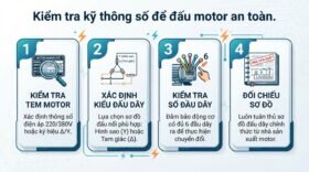 Kiểm tra kỹ thông số để đấu motor an toàn.