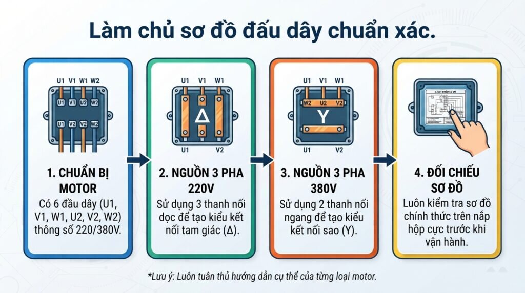 Làm chủ sơ đồ đấu dây chuẩn xác.