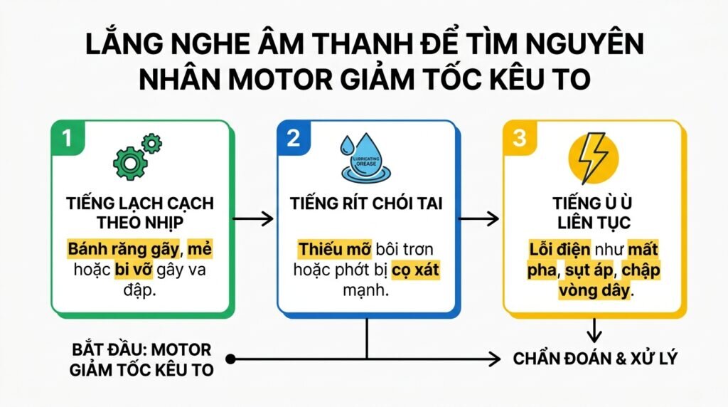 Lắng nghe âm thanh để tìm nguyên nhân motor giảm tốc kêu to.