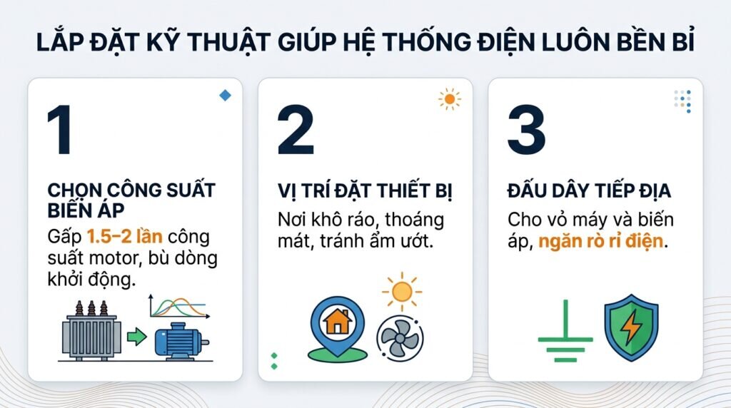 Lắp đặt kỹ thuật giúp hệ thống điện luôn bền bỉ.