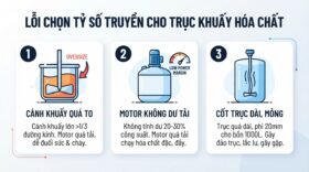 Lỗi chọn tỷ số truyền cho trục khuấy hóa chất.