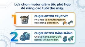 Lựa chọn motor giảm tốc phù hợp để nâng cao tuổi thọ máy.