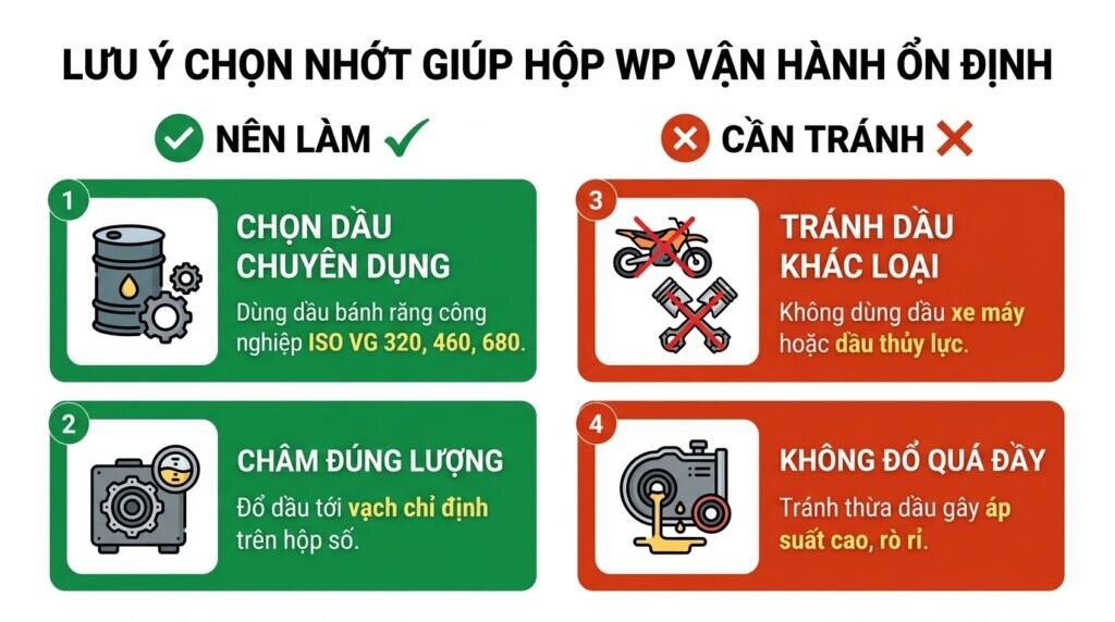 Lưu ý chọn nhớt giúp hộp WP vận hành ổn định.