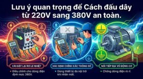 Lưu ý quan trọng để Cách đấu dây từ 220V sang 380V an toàn.