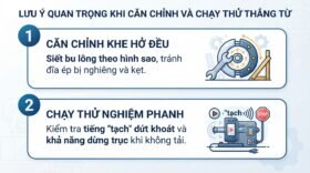 Lưu ý quan trọng khi căn chỉnh và chạy thử thắng từ.