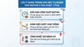 Lưu ý quan trọng khi đấu tụ ngậm cho motor 3 pha chạy 1 pha.