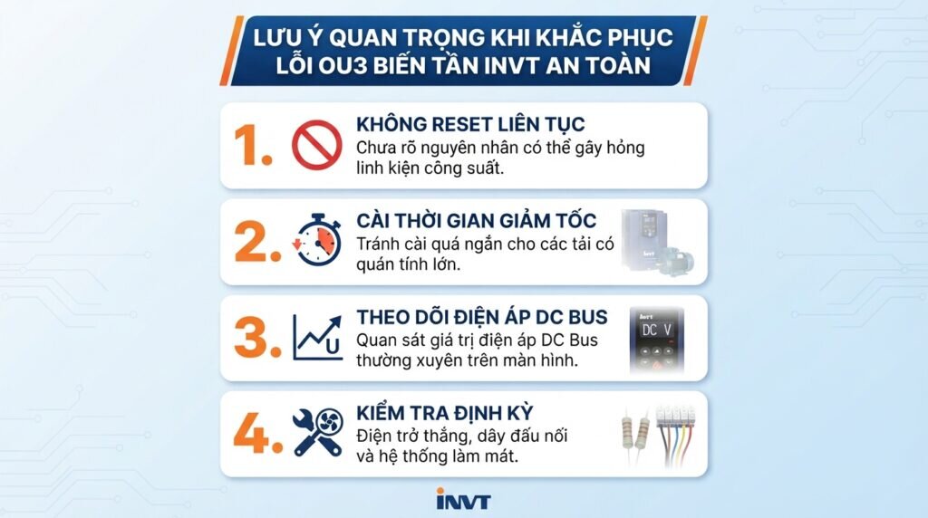 Lưu ý quan trọng khi khắc phục lỗi ou3 biến tần invt an toàn.