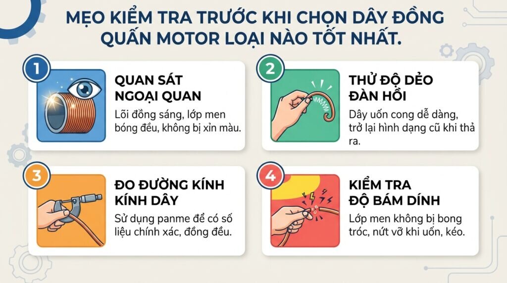 Mẹo kiểm tra trước khi chọn dây đồng quấn motor loại nào tốt nhất.