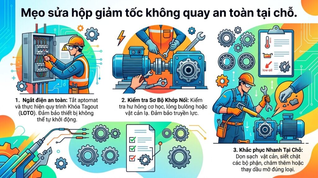 Mẹo sửa hộp giảm tốc không quay an toàn tại chỗ.