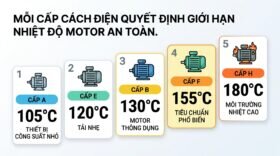 Mỗi cấp cách điện quyết định giới hạn nhiệt độ motor an toàn.