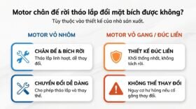 Motor chân đế rời tháo lắp đổi mặt bích được không?