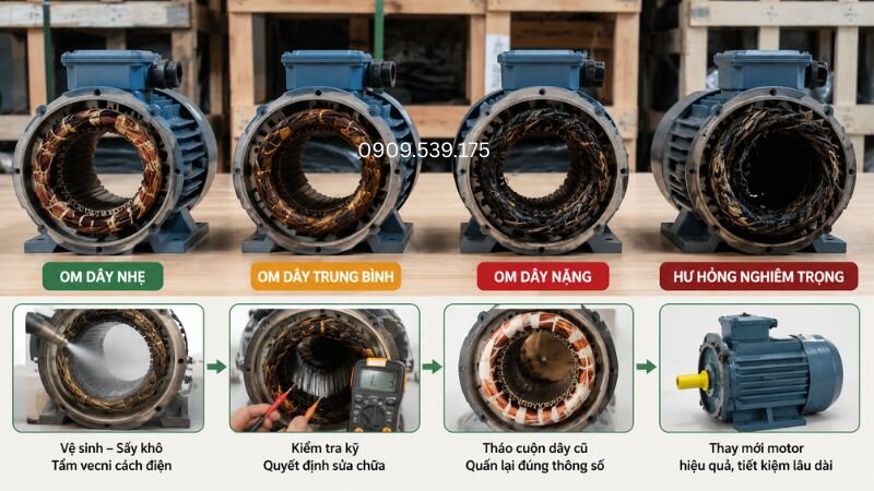 Xác định mức độ om dây stator để lựa chọn phương án sửa chữa phù hợp