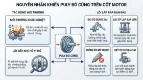 Nắm bắt cách rút puly ra khỏi cốt motor giảm tốc.