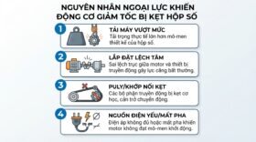 Ngoại lực khiến động cơ giảm tốc bị kẹt hộp số.