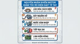 Nguyên nhân khiến Motor giảm tốc rò điện giật tê tay.