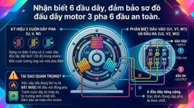 Nhận biết 6 đầu dây, đảm bảo sơ đồ đấu dây motor 3 pha 6 đầu an toàn.