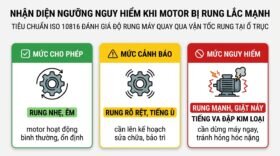 Nhận diện ngưỡng nguy hiểm khi motor bị rung lắc mạnh.