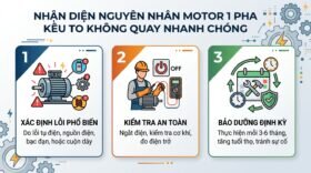 Nhận diện nguyên nhân motor 1 pha kêu to không quay nhanh chóng.