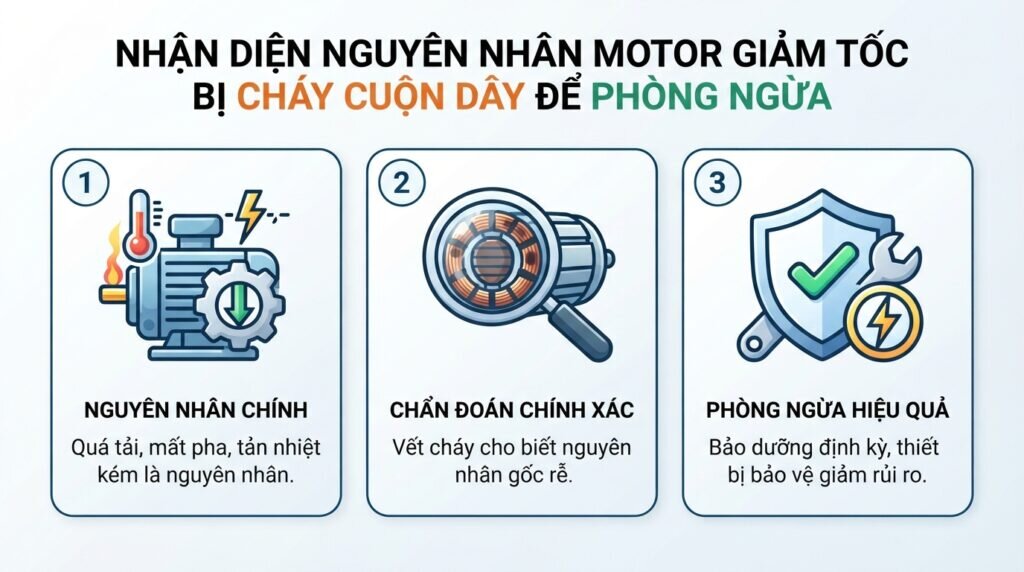 Nhận diện nguyên nhân motor giảm tốc bị cháy cuộn dây để phòng ngừa.