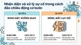 Nhận diện và xử lý sự cố trong cách đảo chiều động cơ bước.
