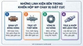 Những linh kiện bên trong khiến hộp WP chạy bị giật cục.