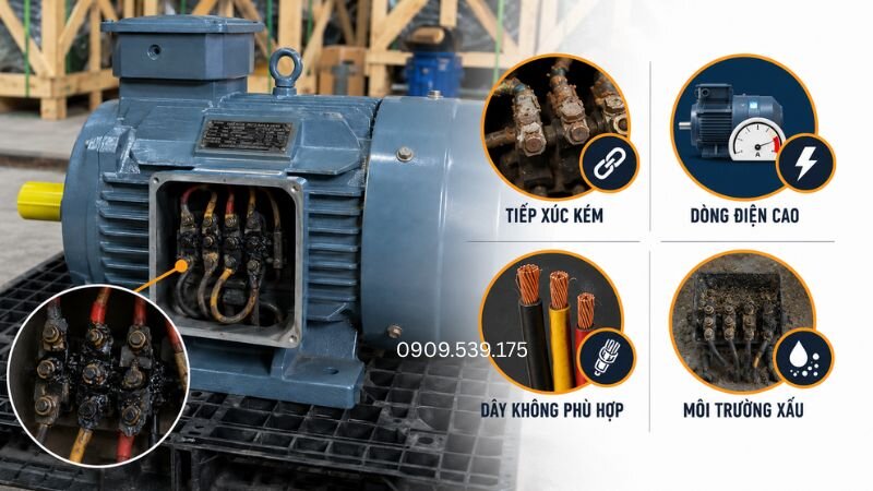 Xác định đúng nguyên nhân giúp hạn chế tình trạng cầu đấu dây motor bị cháy chảy nhựa