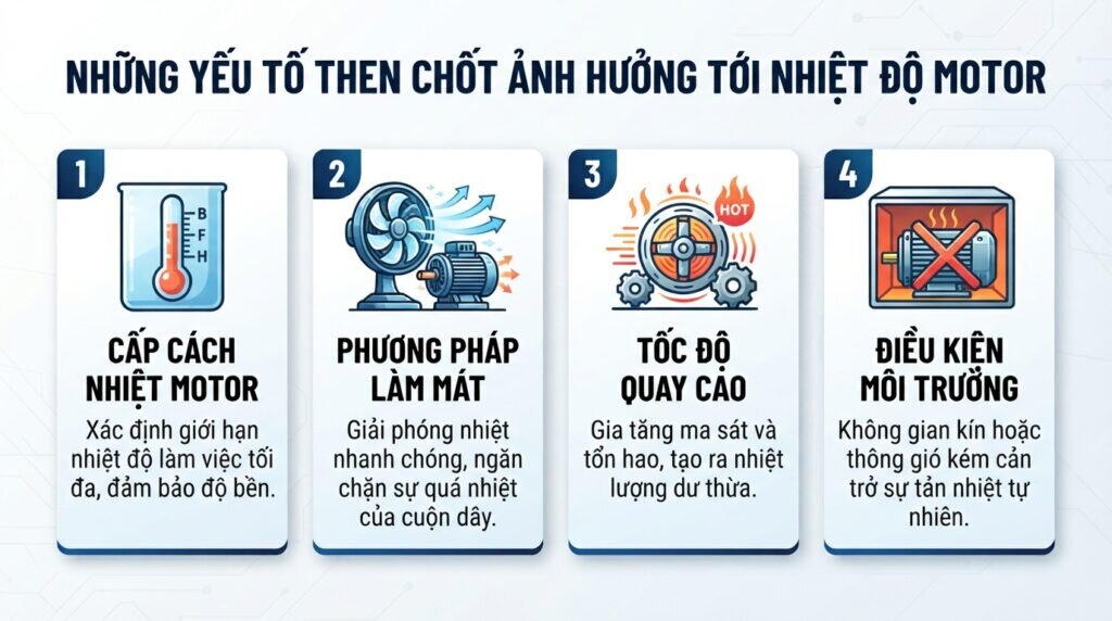 Những yếu tố then chốt ảnh hưởng tới nhiệt độ motor.
