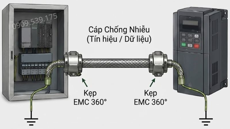 Nối đất ở cả 2 đầu dây