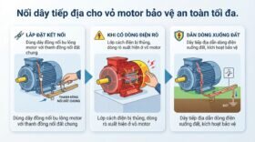 Nối dây tiếp địa cho vỏ motor bảo vệ an toàn tối đa.