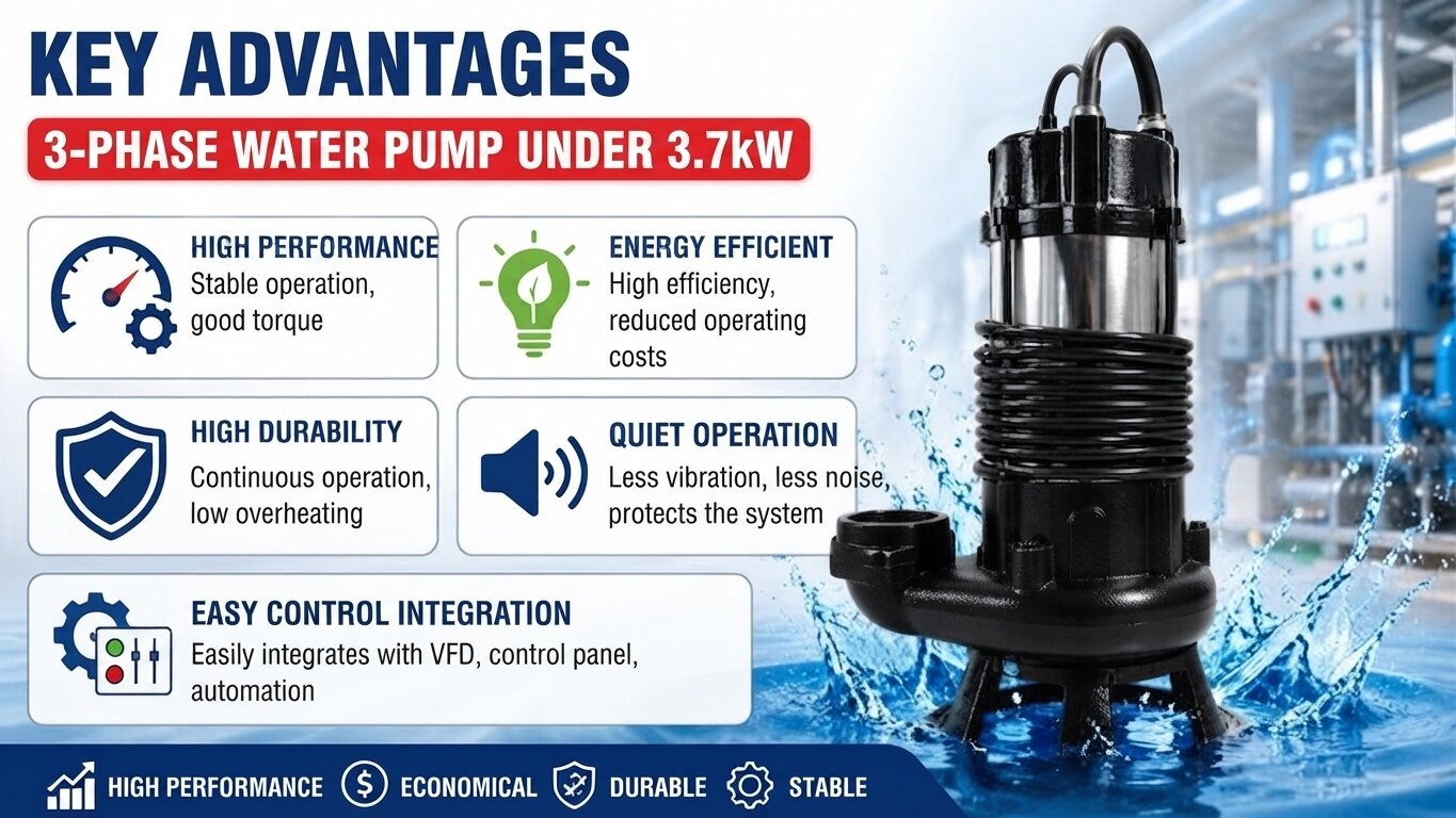 Outstanding advantages of the 3-Phase water pump under 3.7kW.
