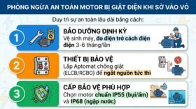Phòng ngừa an toàn motor bị giật điện khi sờ vào vỏ.