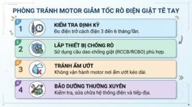 Phòng tránh Motor giảm tốc rò điện giật tê tay.