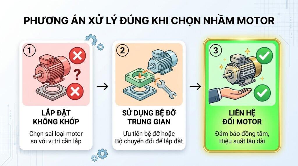 Phương án xử lý đúng khi chọn nhầm motor.