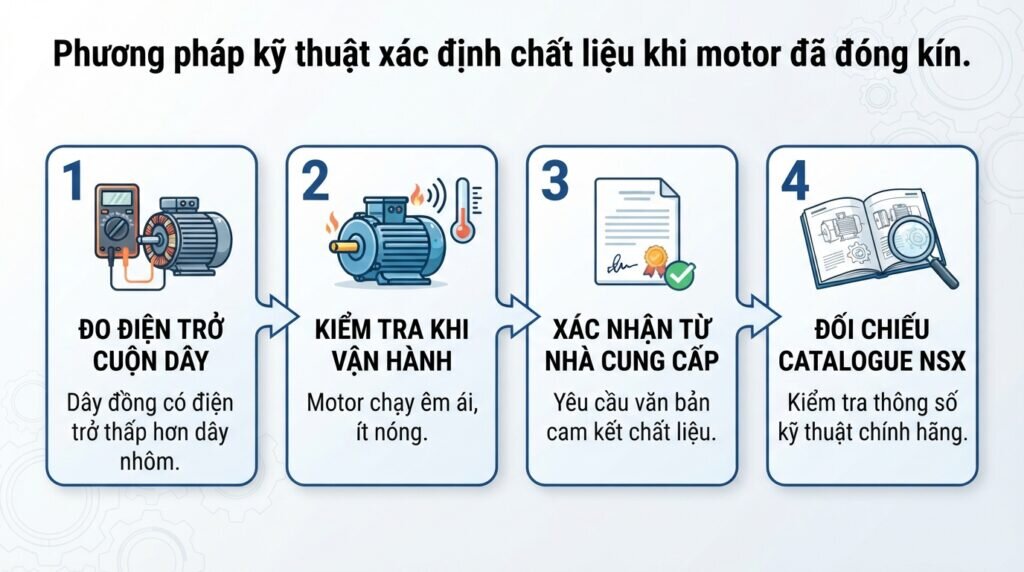 Phương pháp kỹ thuật xác định chất liệu khi motor đã đóng kín.