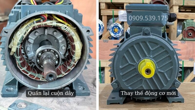 Quấn lại cuộn dây hoặc thay thế động cơ mới nếu bị rò điện